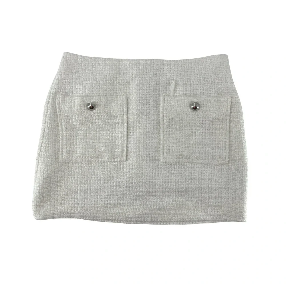Reformation Tweed Mini Skirt Size 0 White Good